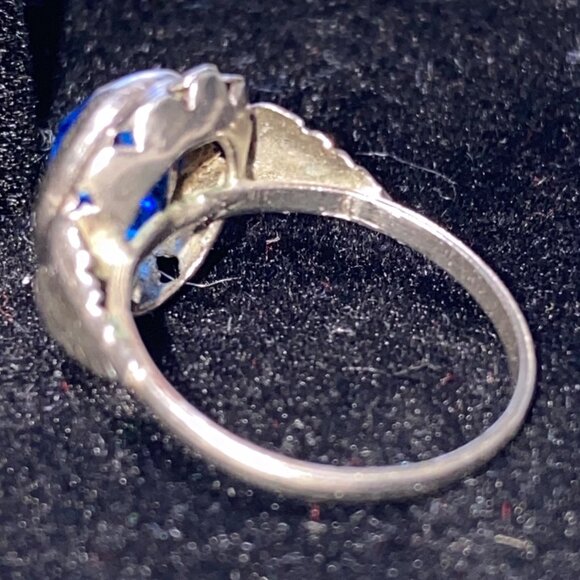 Ring Size 4.5 Blue Glass Faceted Vintage Jewelry Sterling Silver Tested - Picture 12 of 16